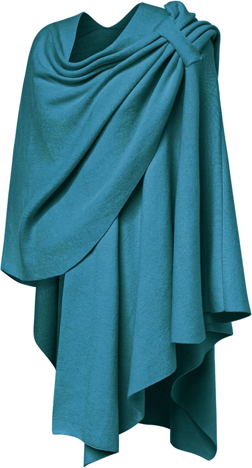 PULI Damen Poncho Schal Cashmere Feeling Strick Cape Cardigan Für Frauen Geschenk Für Mutter Dunkles