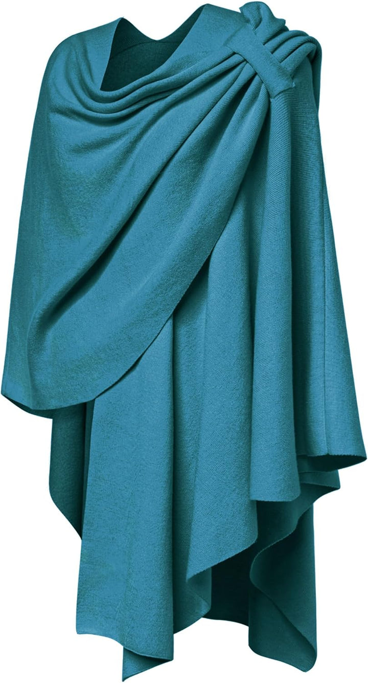PULI Damen Poncho Schal Cashmere Feeling Strick Cape Cardigan Für Frauen Geschenk Für Mutter Dunkles