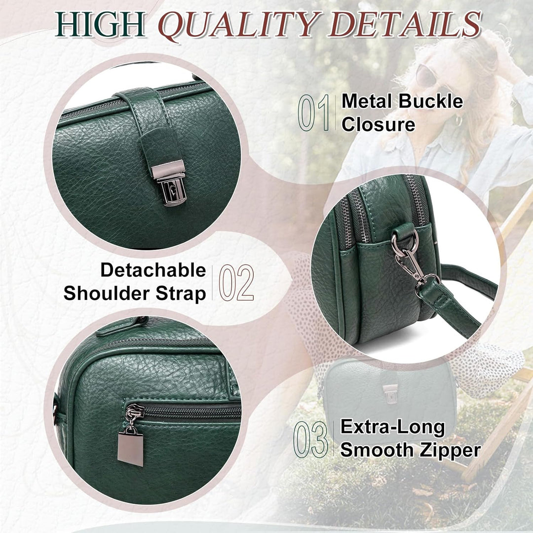 Kasgo Crossbody Bag Damen, Mode PU Leder Umhängetasche Schultertasche Klein Handtasche für Frauen mi