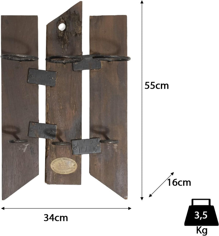 Moritz Weinregal Weinhalter Wandregal 55 x 34 x 16 cm aus altem Schiffs Holz Aufbewahrungsregal Wein