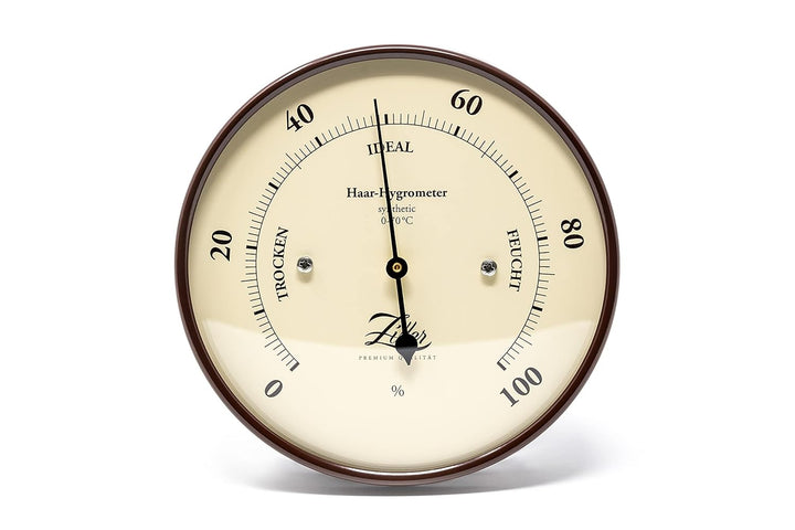 ZILLER Hygrometer synthetic, Serie Retro, Gehäuse Braun, Ziffernblatt Creme, Durchmesser 10cm, Made