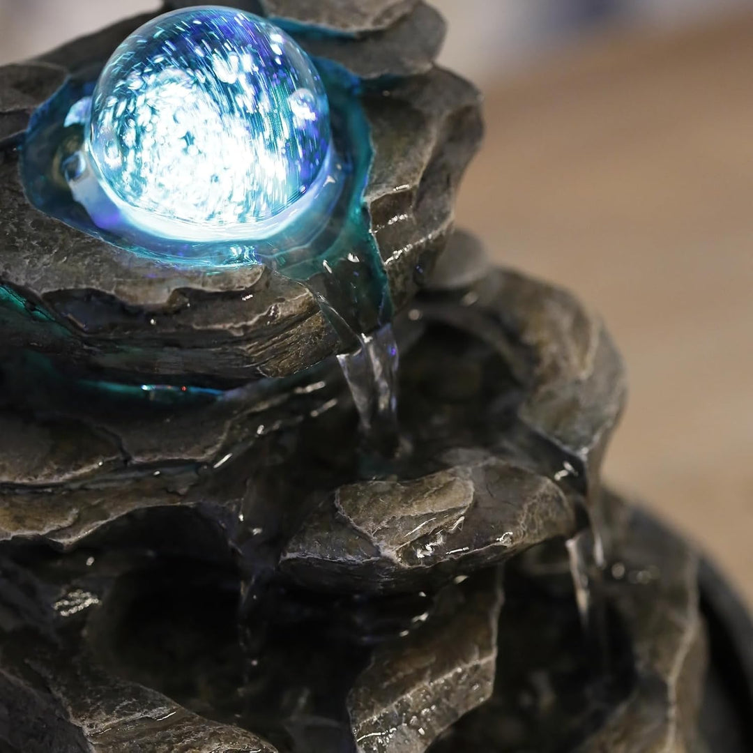 Zen'Light Little Rock Brunnen aus Polyresin, Dunkelbraun, 20 x 20 x