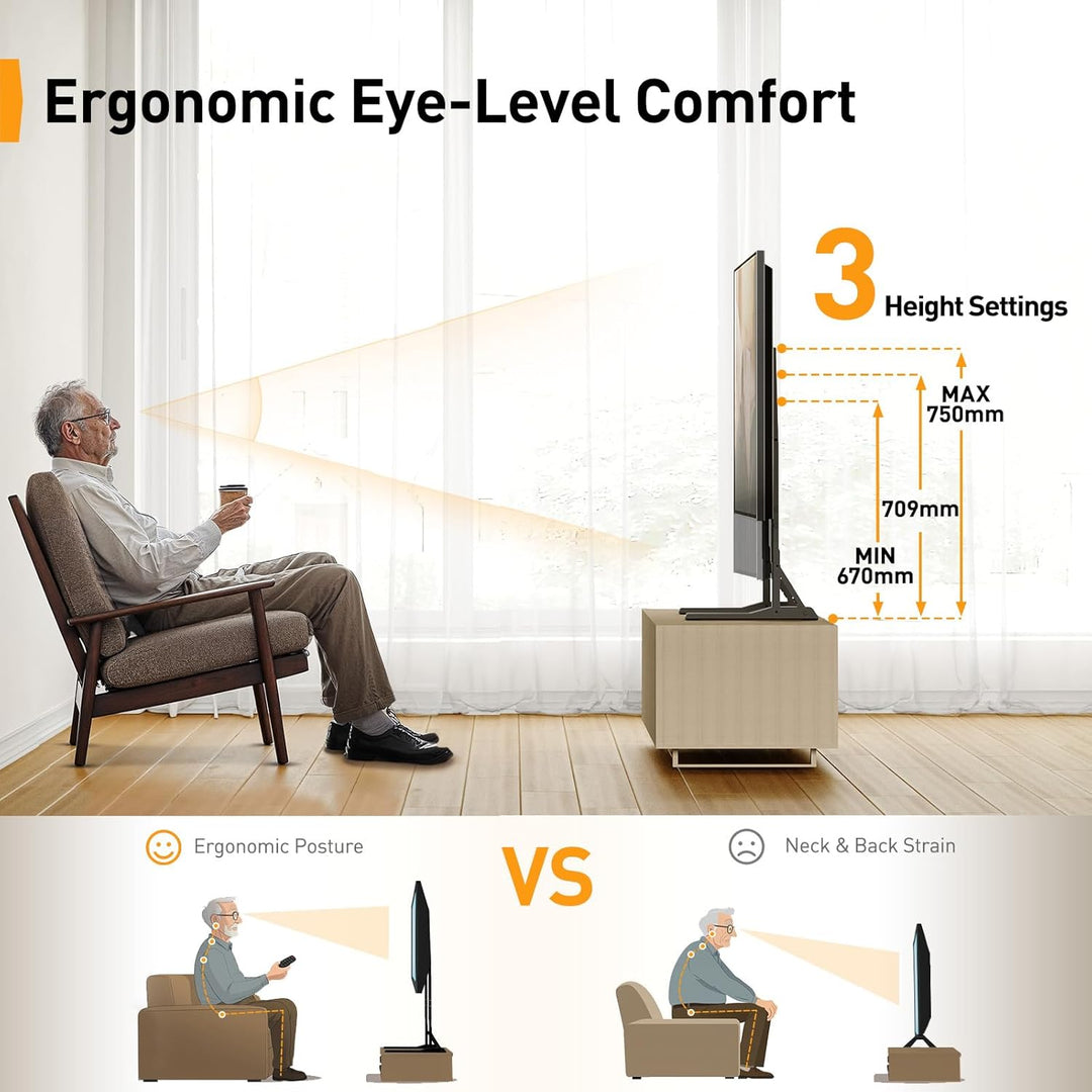Perlegear Universal TV Standfüsse Füsse für 22-70 Zoll Fernseher, Tisch TV Ständer Standfuss mit 3 H
