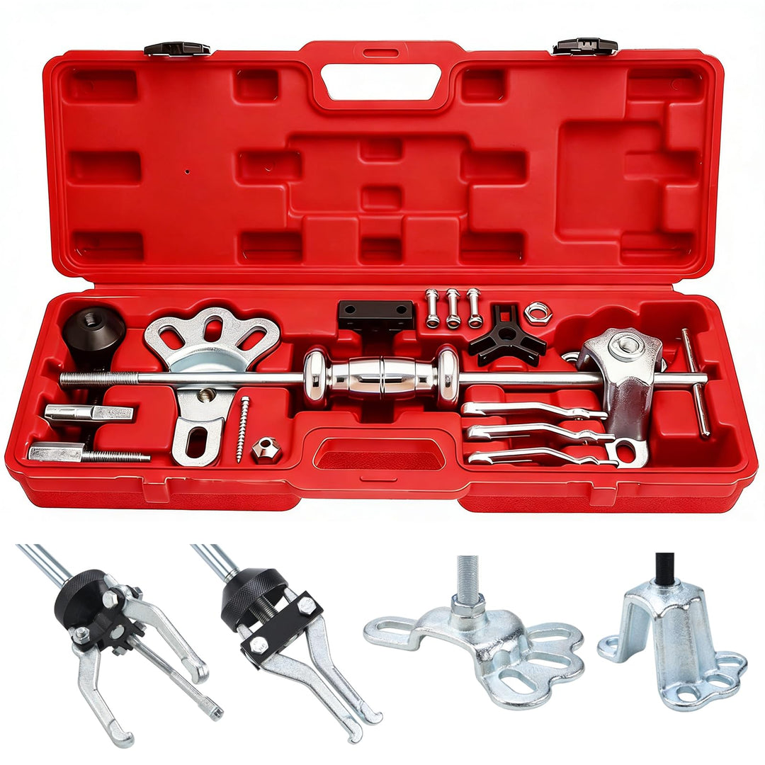 FreeTec 9-in-1 Radlager Abzieher Radnabenabzieher Set mit Gleithammer, 2/3 Backen Lager Innenlager A