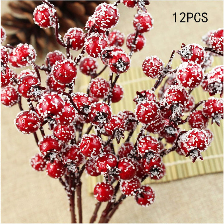 Künstliche Beeren Fake Mini Rot Holly Beeren Künstlicher Beerenzweig rote Beeren für Weihnachten Kun