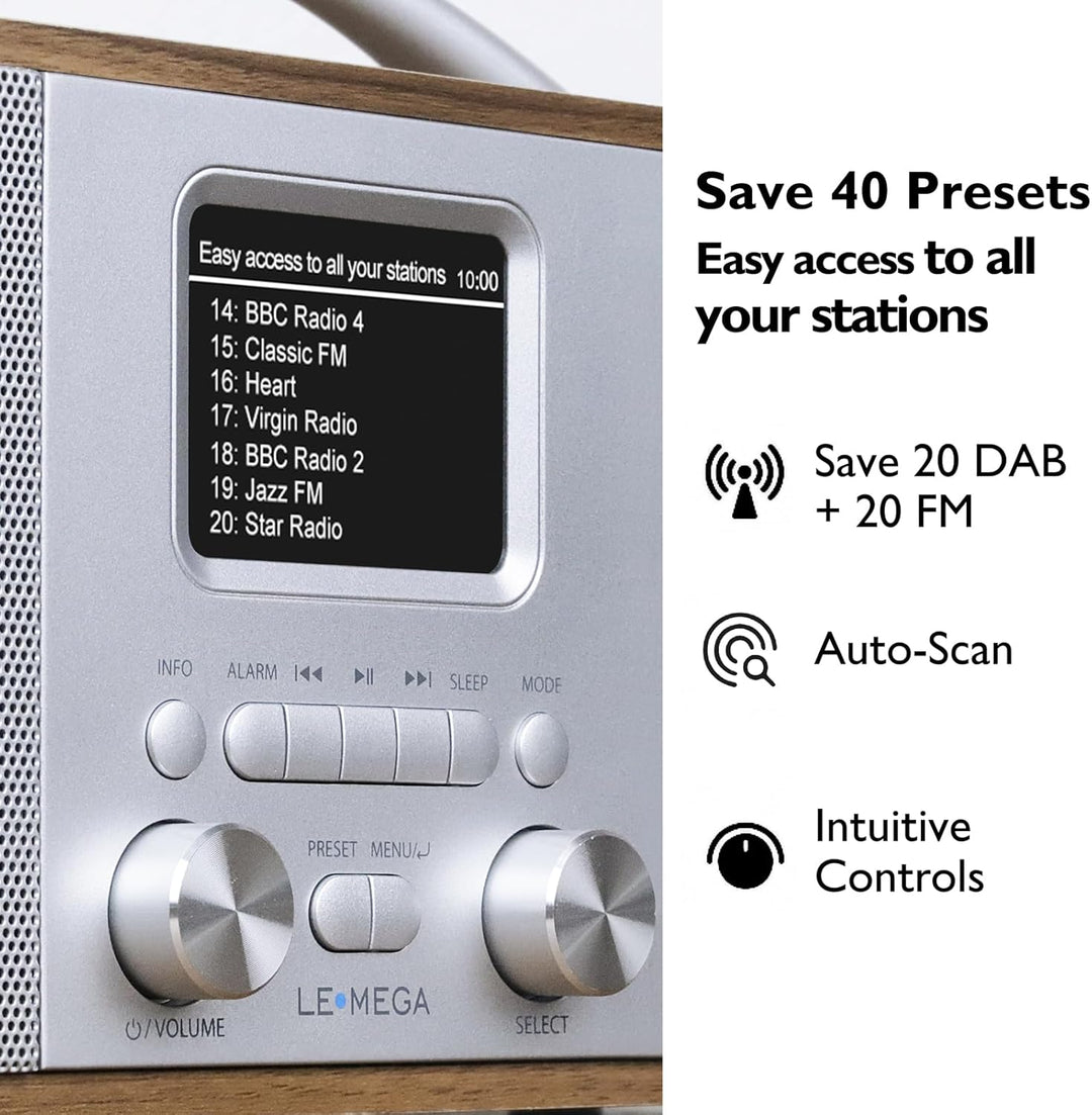 Tragbares DAB Radio | Digitalradios netz- und Batteriebetrieben | DAB Radiowecker | UKW-Radio,Blueto