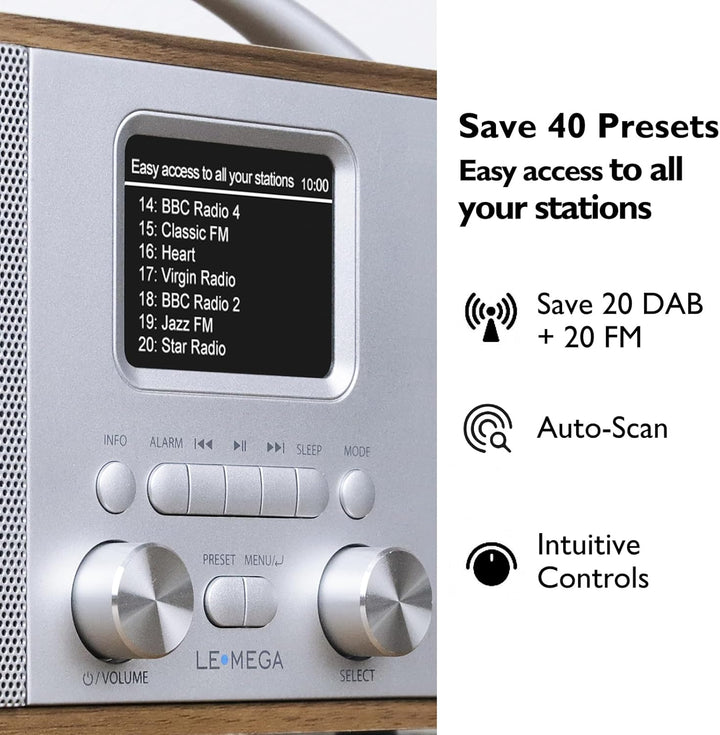 Tragbares DAB Radio | Digitalradios netz- und Batteriebetrieben | DAB Radiowecker | UKW-Radio,Blueto