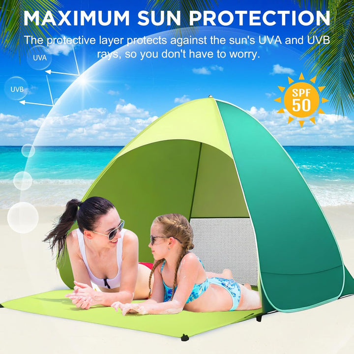 dellyy Pop Up Beach Tent UV Baby, UPF 50+, Tent Travel bietet Platz für 2-3 Personen, Beach Shelter