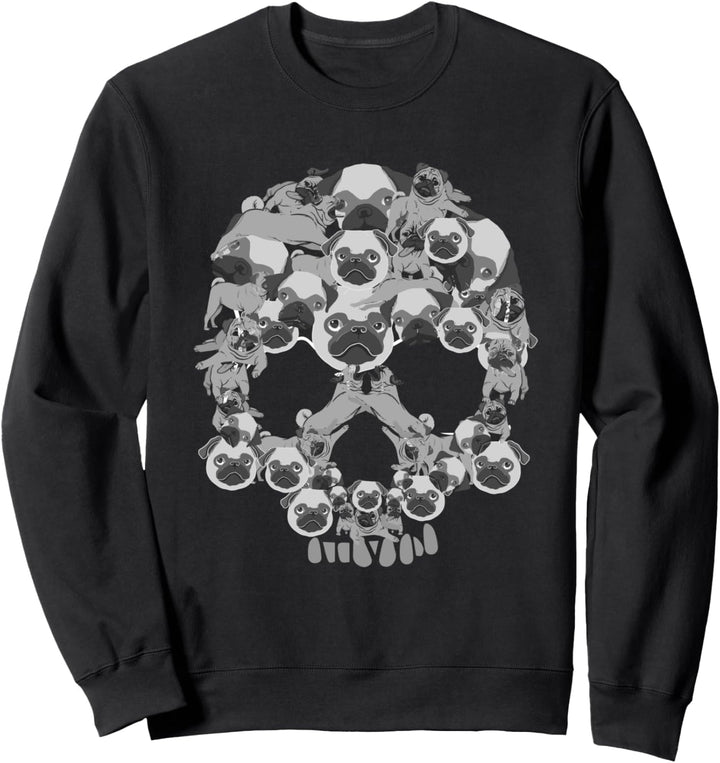 Mops Totenkopf I Halloween Kostüme I Cooles Totenkopf Mops Sweatshirt