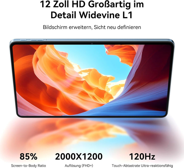 Blackview Mega2 Tablet 12 Zoll Android 15 Tablets, 24GB RAM+128GB ROM, 120HZ 2K FHD Gaming Tablet mi