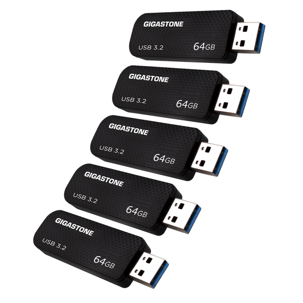 Gigastone Z30 USB-Stick (64 GB, USB 3.2 Gen1, ohne Kappe, einziehbares Design, Karbonfaser-Daumenlau