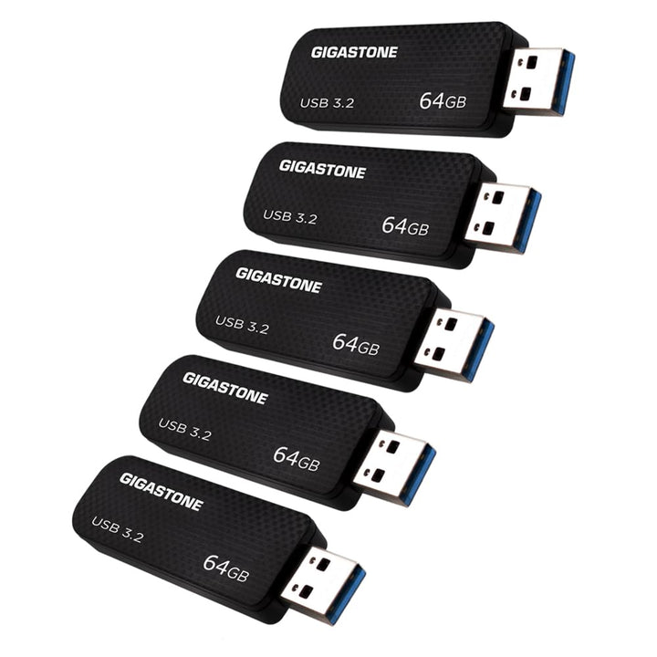 Gigastone Z30 USB-Stick (64 GB, USB 3.2 Gen1, ohne Kappe, einziehbares Design, Karbonfaser-Daumenlau