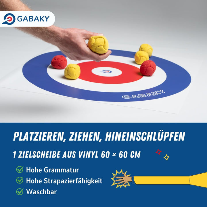 GABAKY Originelles Boccia-Spiel, Mix aus Puck und Curling, Ziel mit 8 weichen Kugeln, für jedes Terr