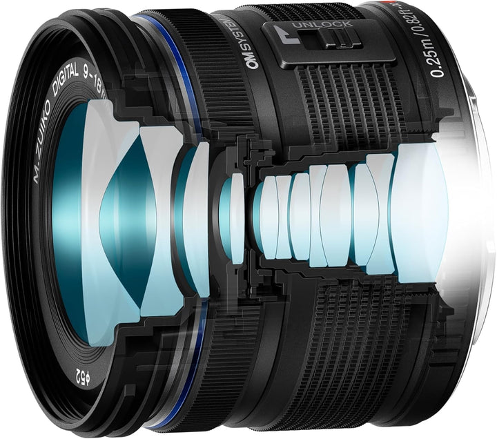 OM SYSTEM M.Zuiko Digital ED 9-18mm F4.0-5.6 II Weitwinkelzoom-Objektiv – Ultra-kompaktes MFT-Objekt