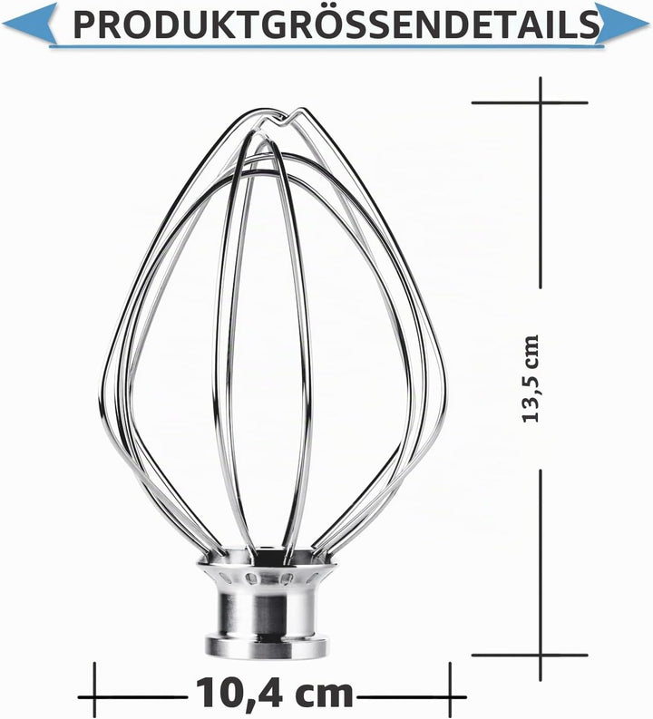 Schneebesen Edelstahl für KitchenAid 3,5 Quart Kippkopf-Standmischer KSM3311 und KSM3316, K35WW Rühr