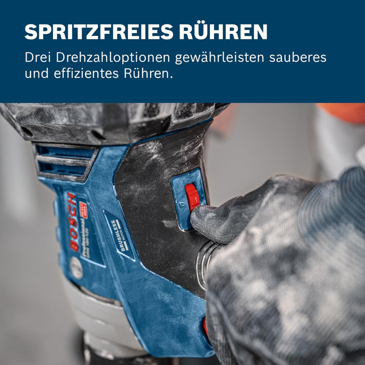 Bosch Professional 18V System Akku-Rührwerk GRW 18V-120 (inkl. 1x Verlängerung 13 cm (M14-M14) 2x Sc