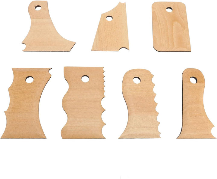 7 Stück Töpferei Trimming Tools Set Buche Holz Keramik Profil Rippe Bundle Fuss Formgeber Mehrere Fo