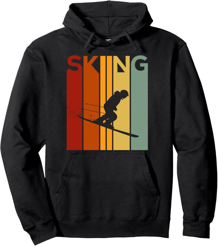 Retrodesign Skifahrer Tiefschnee Freeride Mann Frau Skiing Pullover Hoodie