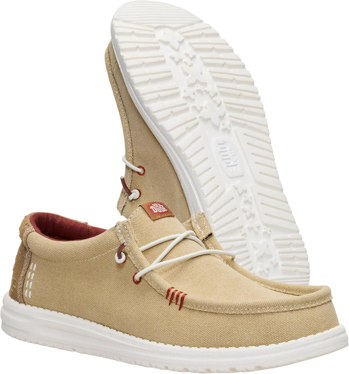 HEYDUDE - Wally Sox Stitch Herren - Slip on Schuhe - Herren Loafers, Black White 40 EU Beige, 40 EU