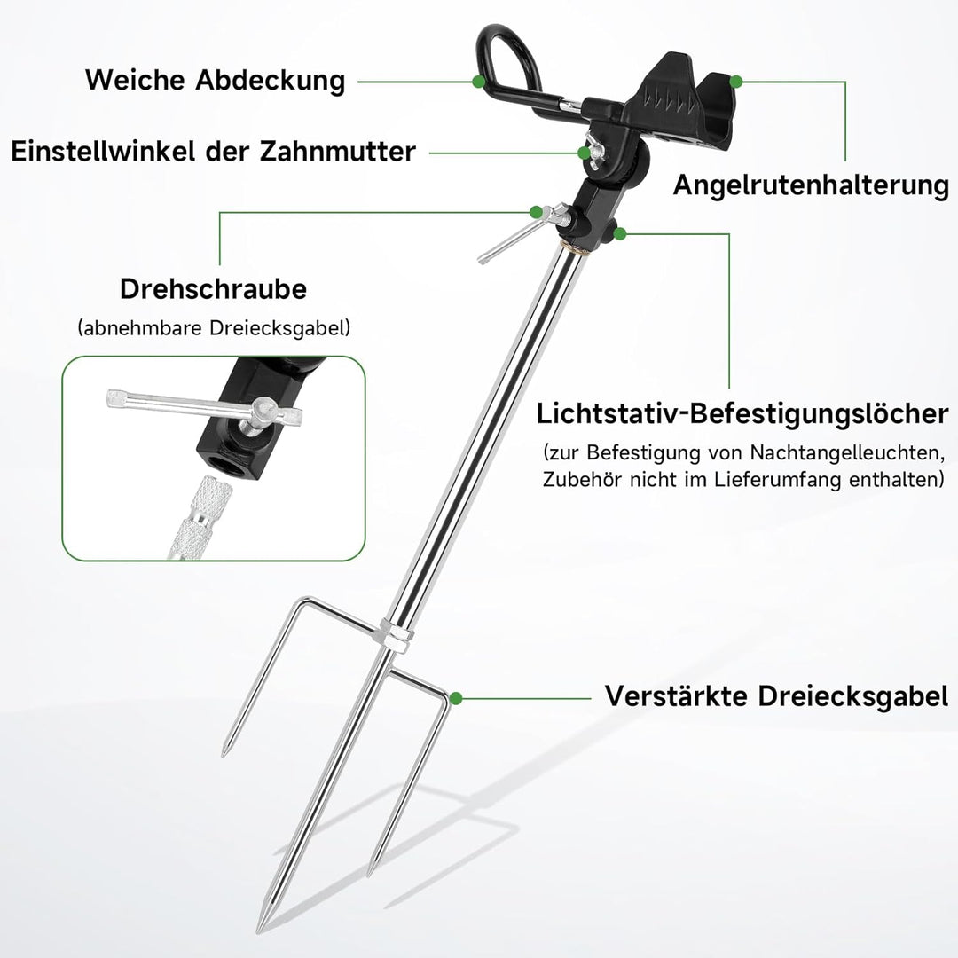 KOMCLUB Rutenhalter, Angelrute Halter 2 Stück Edelstahl Universal Ruten Ständer 360°Verstellbar Ange