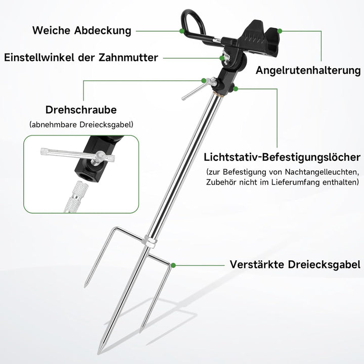 KOMCLUB Rutenhalter, Angelrute Halter 2 Stück Edelstahl Universal Ruten Ständer 360°Verstellbar Ange