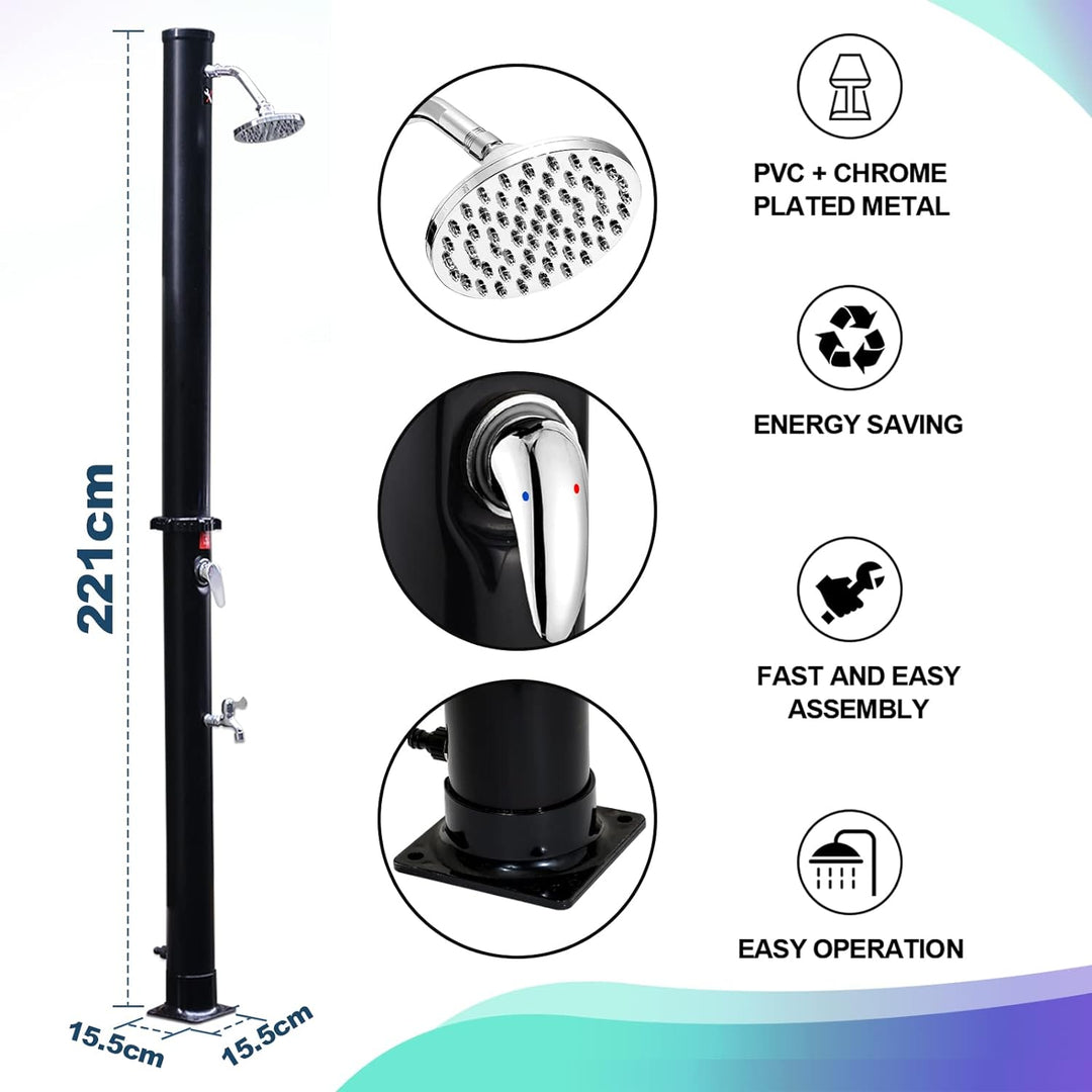 Yakimz Solarbeheizte Duschen 20L Solardusche mit Fussdusche Wasserhahn Einstellbare Temperatur Schwa