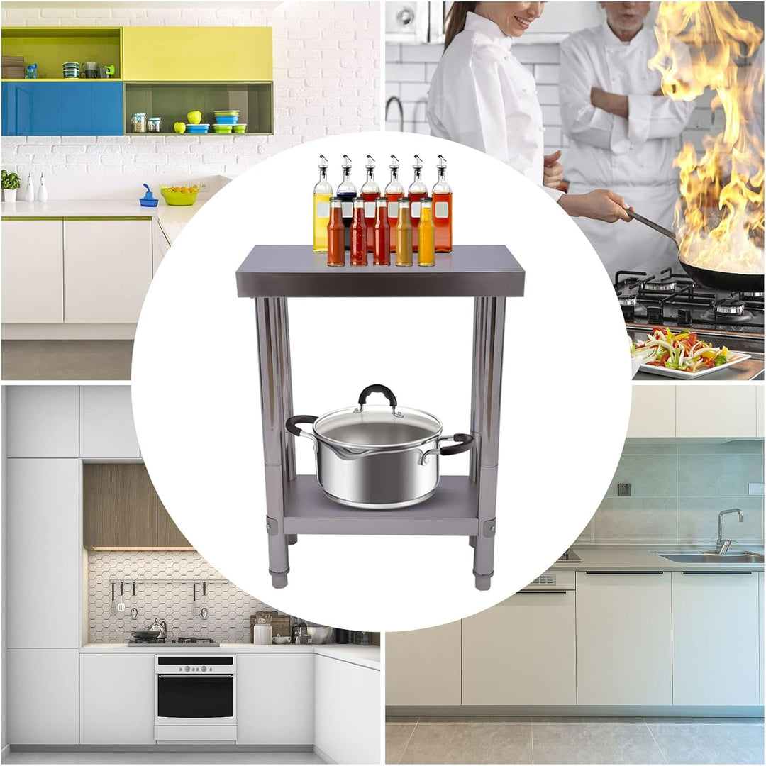 Arbeitstisch Edelstahl Küche Edelstahltisch 60 * 30 * 85cm mit Ablage Grilltisch Outdoor Küchenmöbel