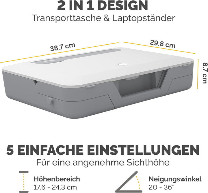 Fellowes Tragbarer Laptop-Ständer Tragetasche - Breyta™ 2-in-1 Design mit 5 Höheneinstellungen - Ide
