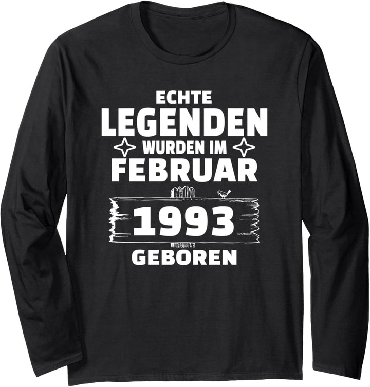 Geburtstag Jahrgang 1993 Februar Design Langarmshirt