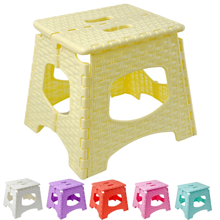 Klapphocker S (32,5×28,5×27 cm) Creme – Tritthocker faltbar bis 120 kg – rutschfest & tragbar – Kuns