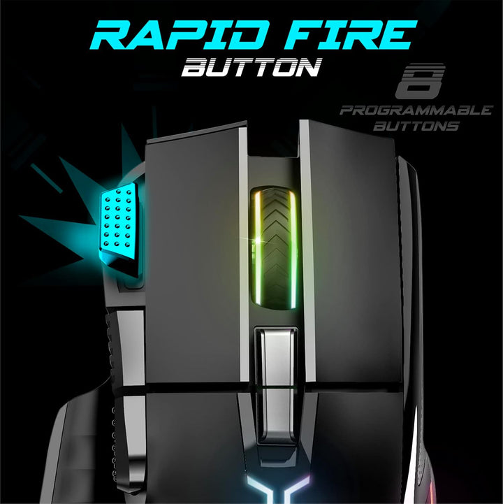 SPIRIT OF GAMER | Gaming Maus PC mit 12800 DPI | RGB Maus mit 8 Programmierbaren Tasten darunter 1 R
