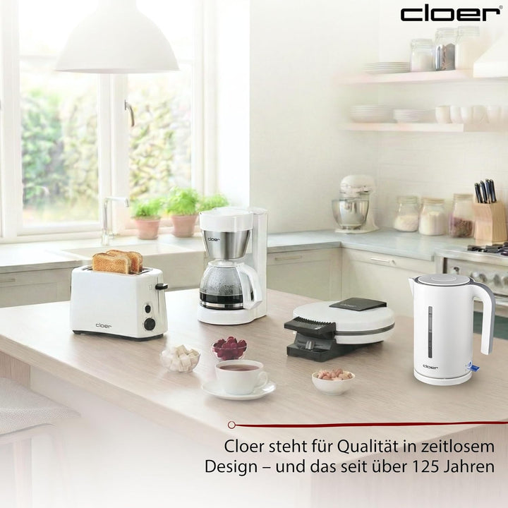 Cloer 4111 Wasserkocher, 2200 W, grosse Wasserstandsanzeige, Trockengeh- und Überhitzungsschutz, 1,7