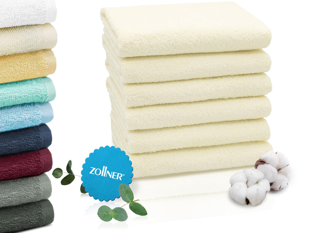 ZOLLNER 6er Set Handtücher in 50x100 cm - saugstarke und weiche Badetücher in beige - mit praktische