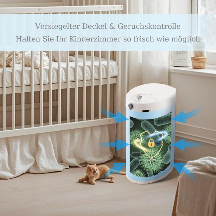 Windeleimer Geruchsdicht, Baby Windeleimer mit Deckel,Fasst bis zu 50 Windeln, Baby Mülleimer Geruch
