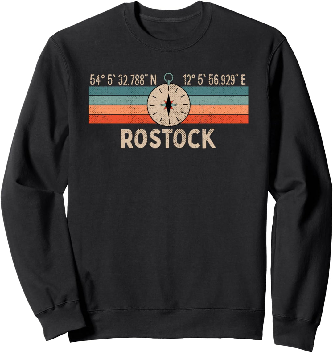 Vintage Rostock Kompass Retro Heimatstadt Sweatshirt