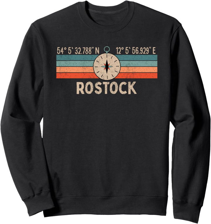 Vintage Rostock Kompass Retro Heimatstadt Sweatshirt