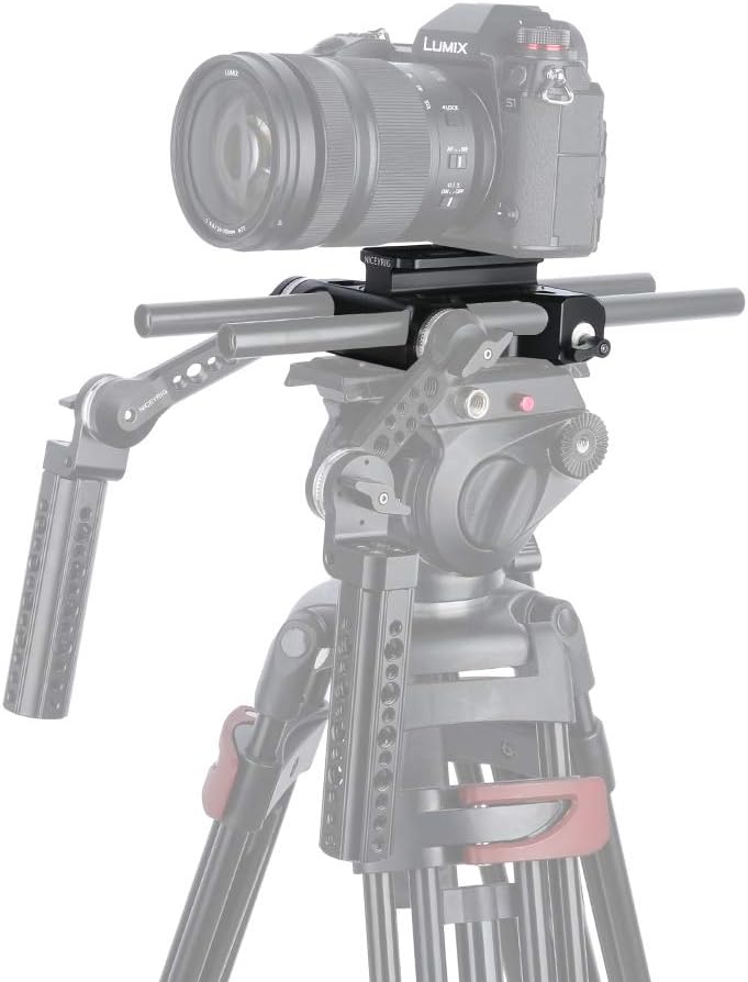 NICEYRIG Riser Grundplatte mit Rosettenhalterung & 15 mm Stabklemme für Canon C100/C300/C500 Sony FS
