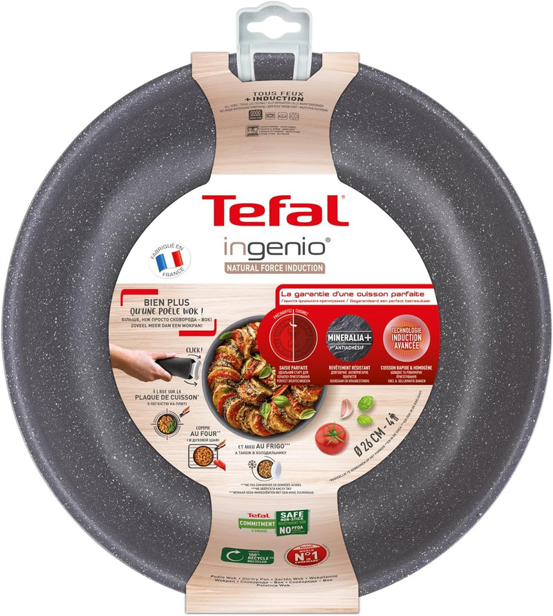 Tefal Ingenio Natural Force Wokpfanne, 26 cm, stapelbar, antihaftbeschichtet, Induktion, L3967702