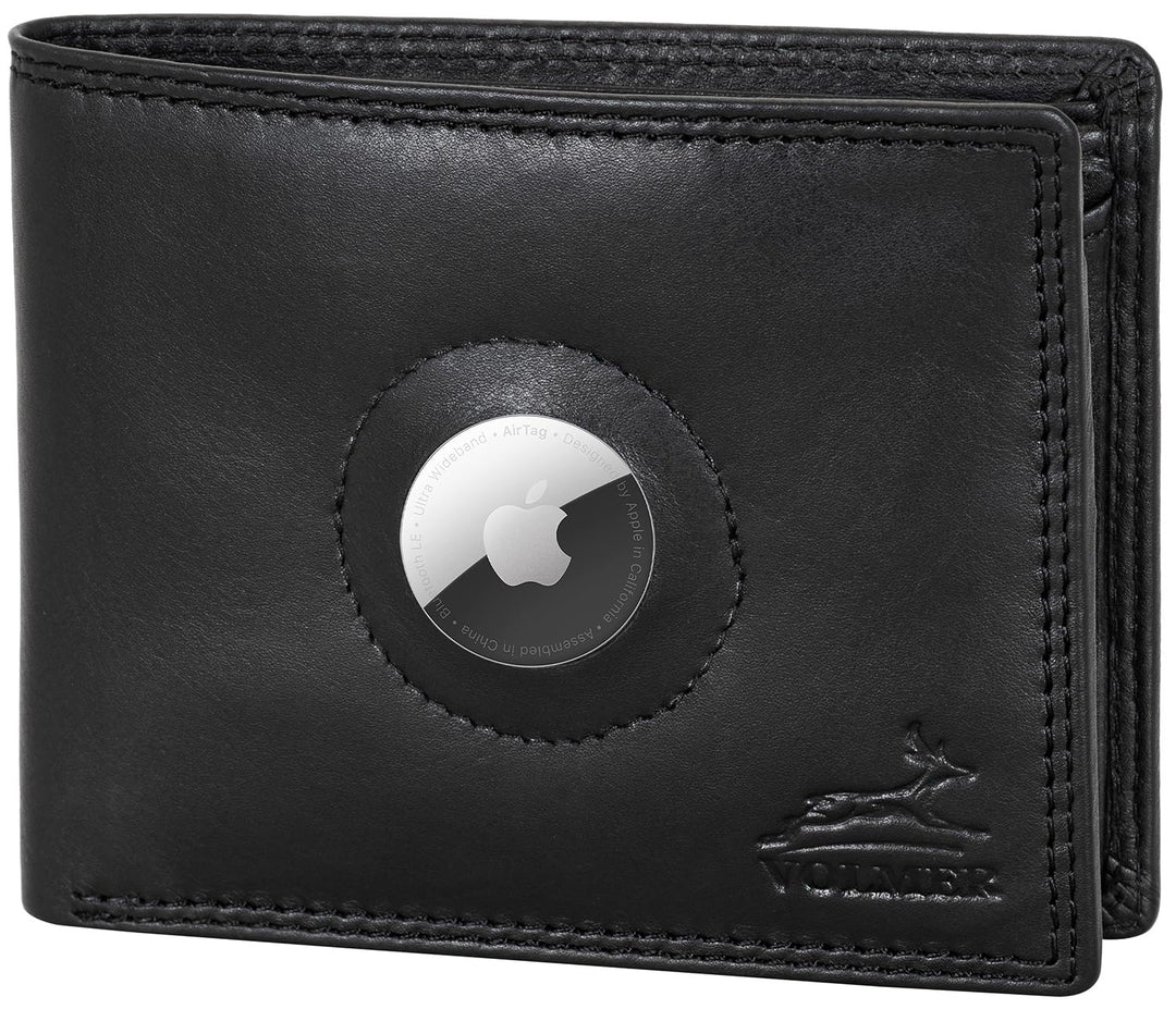 Fa.Volmer ® Leder Geldbörse Herren mit RFID-Schutz - AirTag-Fach - extra-stabile Doppelnaht - 6 Fäch