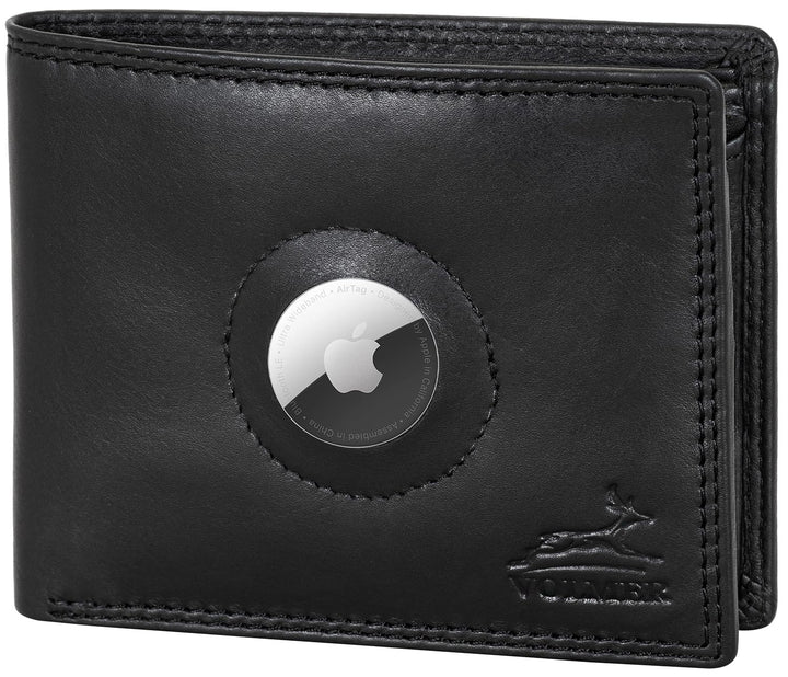 Fa.Volmer ® Leder Geldbörse Herren mit RFID-Schutz - AirTag-Fach - extra-stabile Doppelnaht - 6 Fäch