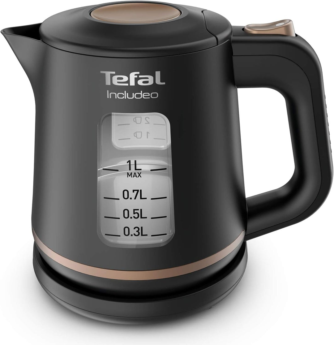 Tefal KI5338 Includeo Wasserkocher | 1L | Anti-Rutsch-Griff | Wasserstandsanzeige | 360°Drehsockel |