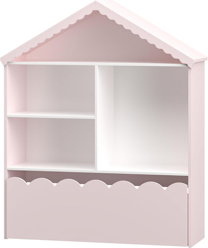[en.casa] Kinder Bücherregal Vestnes Kinderregal in Hausoptik Spielzeug Aufbewahrung mit Schublade 1