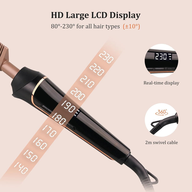 80°C-230°C Hot Comb for Afro hair/Lace wigs/Bart, janelove Keramik Glättkamm mit HD LCD Anzeige, Sch