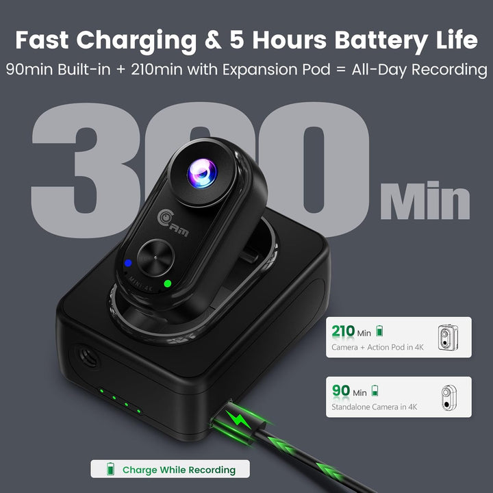 4K Mini Action Cam - 20MP Mini-Körperkamera, Magnetische Bodycam Action-Kamera im Daumengrossen Form
