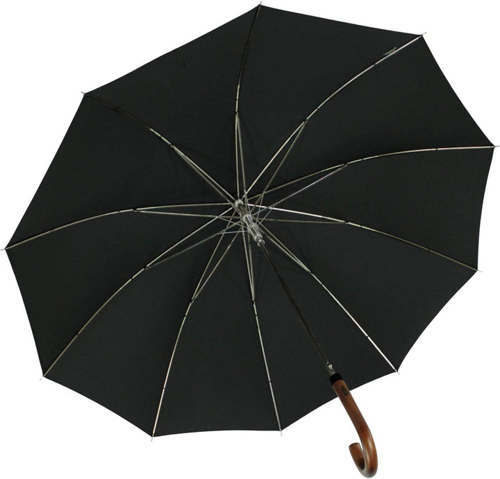iX-brella Herren Stockschirm Automatik mit Echtholz-Rundhakengriff Schwarz black, black