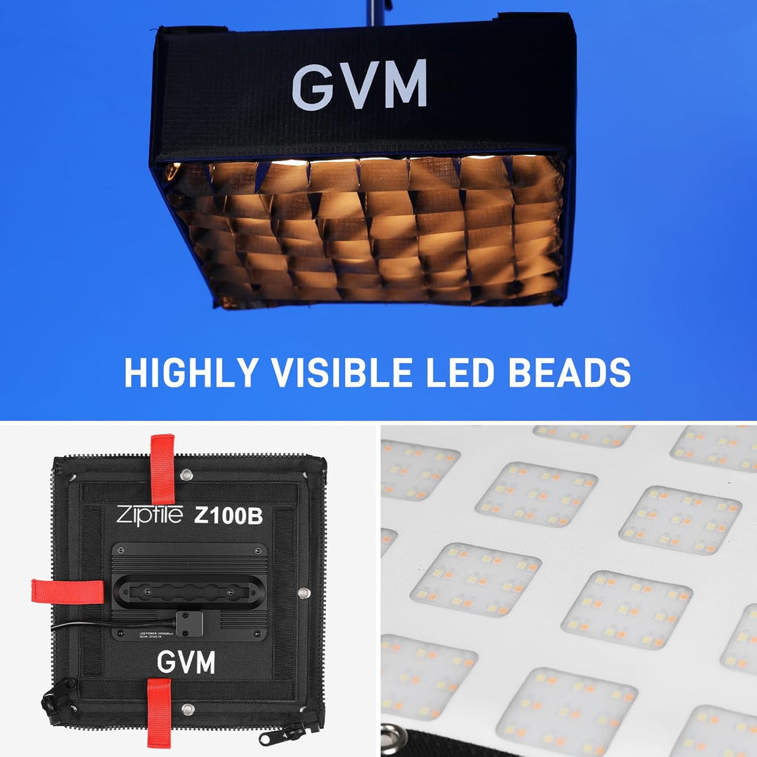 GVM Z100B 100W Bi-Color LED Videolicht – Modular erweiterbares LED Panel mit 2700K–6800K Farbtempera