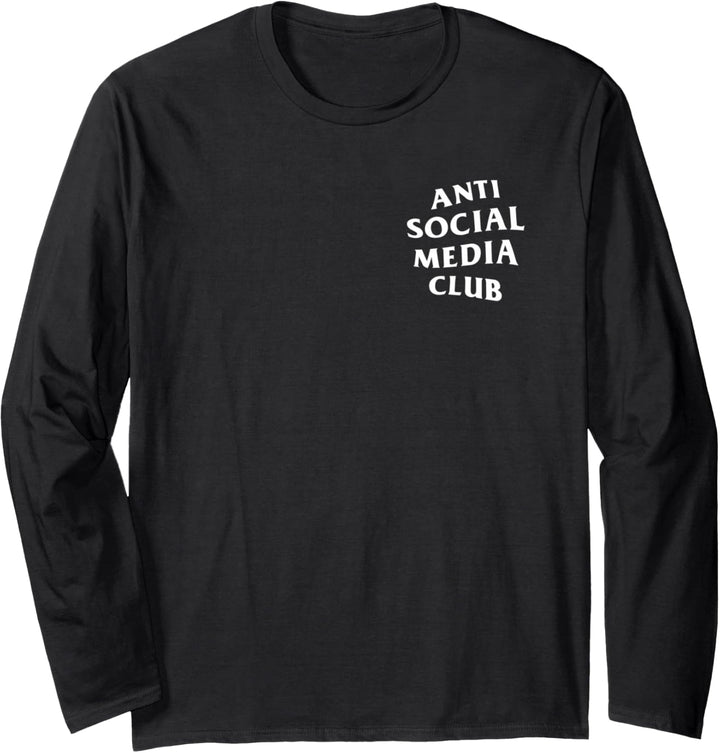 Anti Social Media Club White Logo (vorne + hinten) Langarmshirt