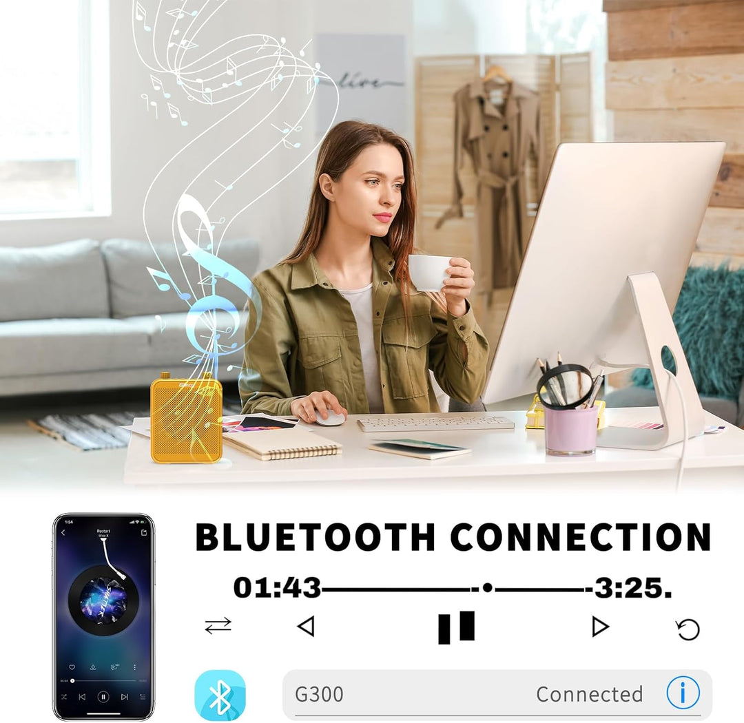 Giecy Sprachverstärker mit mikrofon Tragbares PA-System 30W Wiederaufladbarer 2200mAh Akku für Lehre