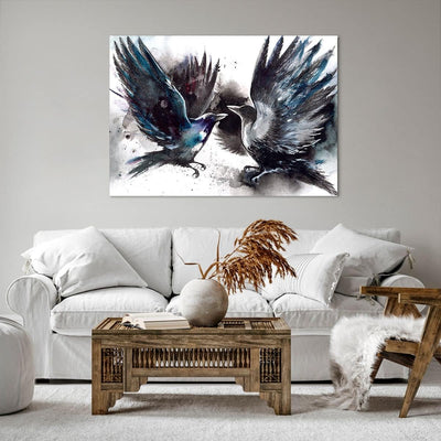 Bilder auf Leinwand 100x70cm Leinwandbild mit Rahmen Vogel Natur Feder Gross Wanddeko Bild Schlafzim