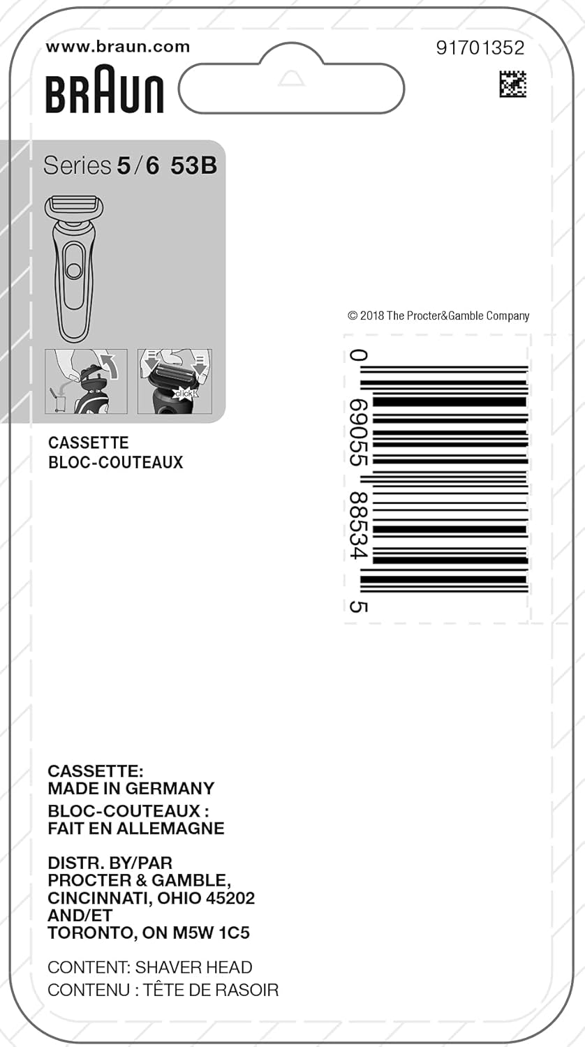 Braun Series 5 53B Elektrischer Rasierkopf, Schwarz - Entwickelt für Rasierer der Serie 5 und Serie
